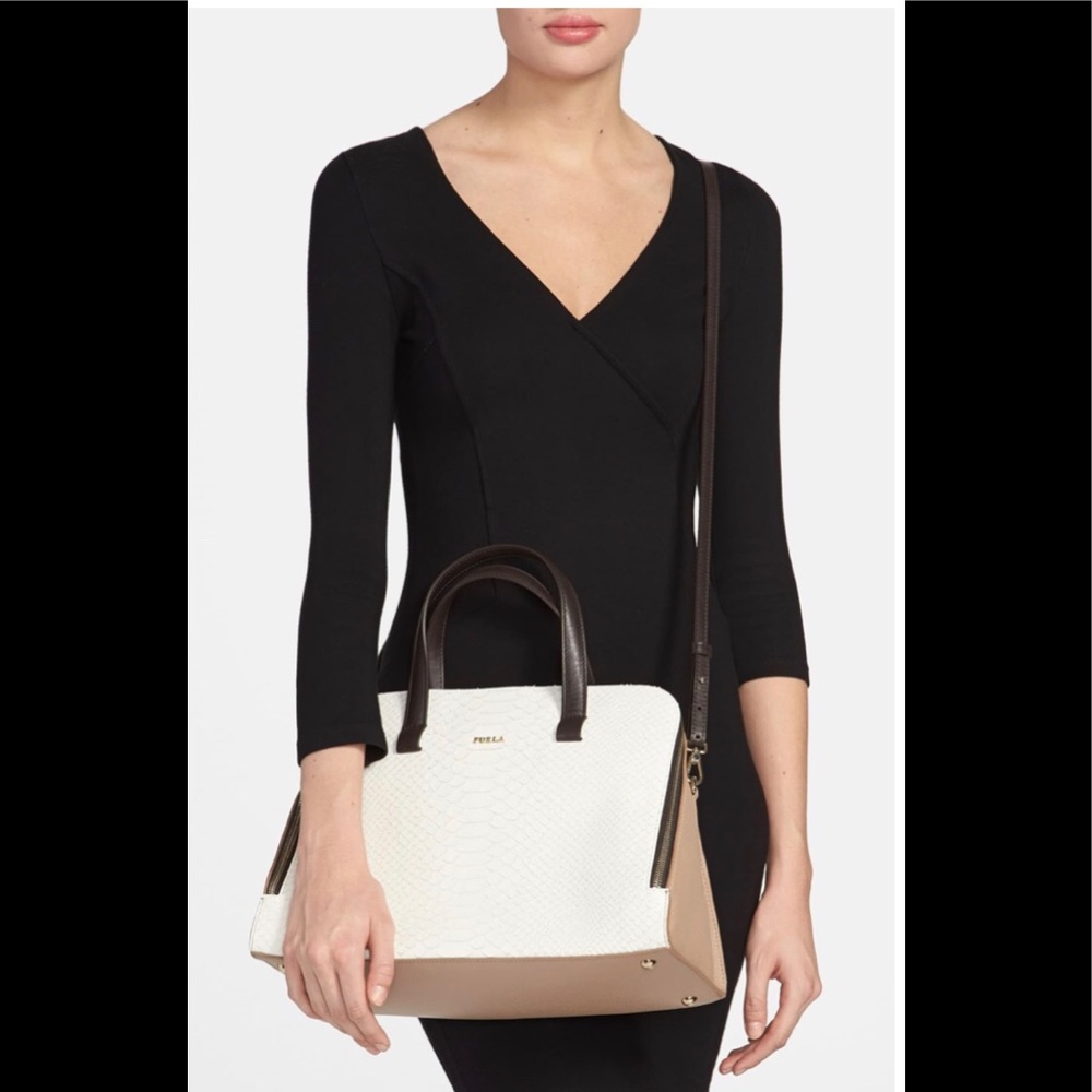 Furla Handbag The Frida Embossed Leather Satchel